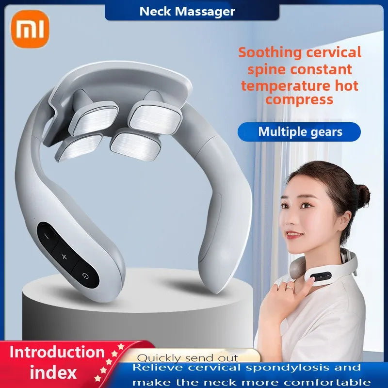 Portable Neck Electric Pulse Massager with Heat