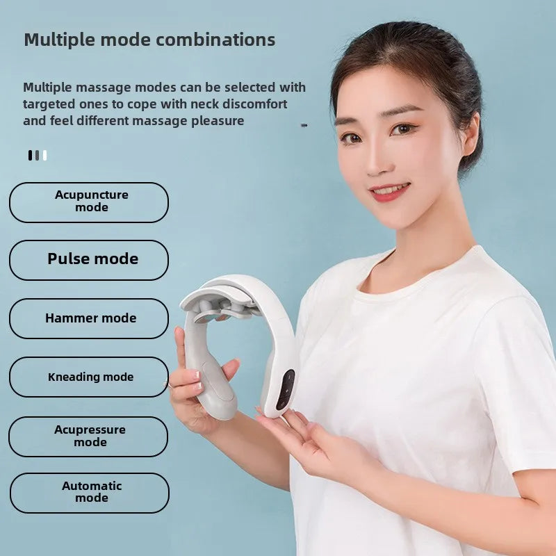 Portable Neck Electric Pulse Massager with Heat