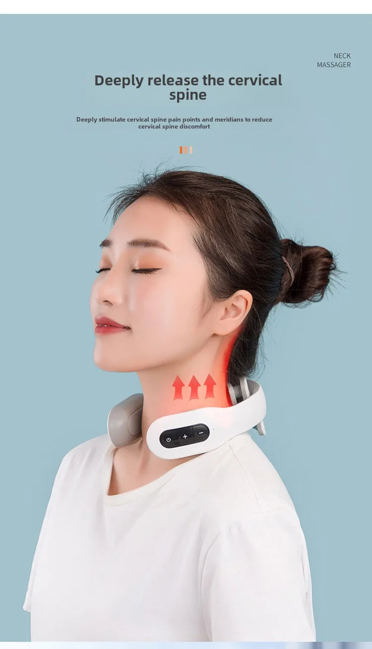 Portable Neck Electric Pulse Massager with Heat