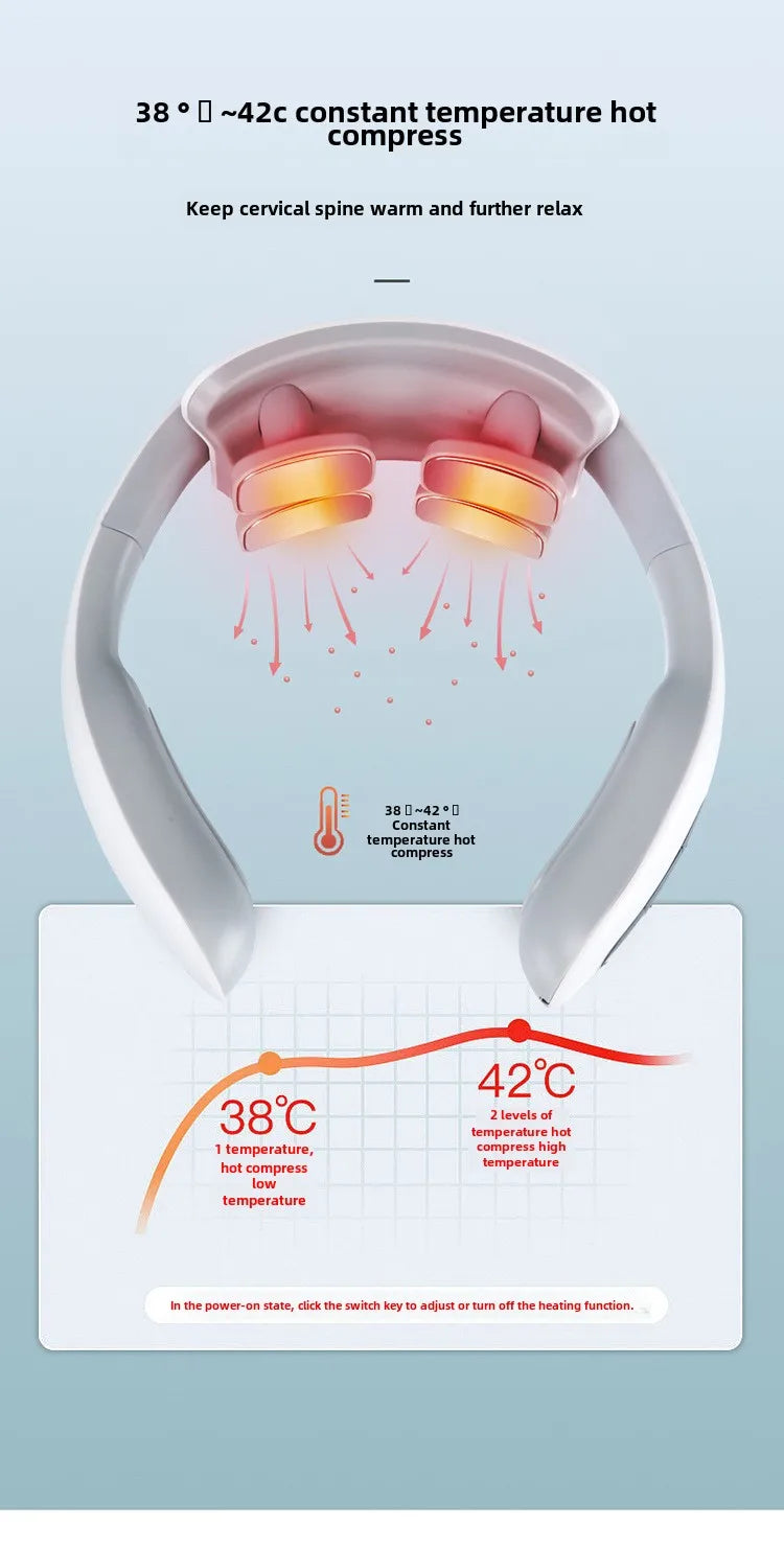 Portable Neck Electric Pulse Massager with Heat